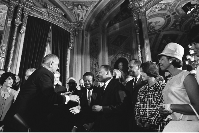 The Voting Rights Act of 1965 passes, declaring that no one can be denied the right or ability to vote based on race.