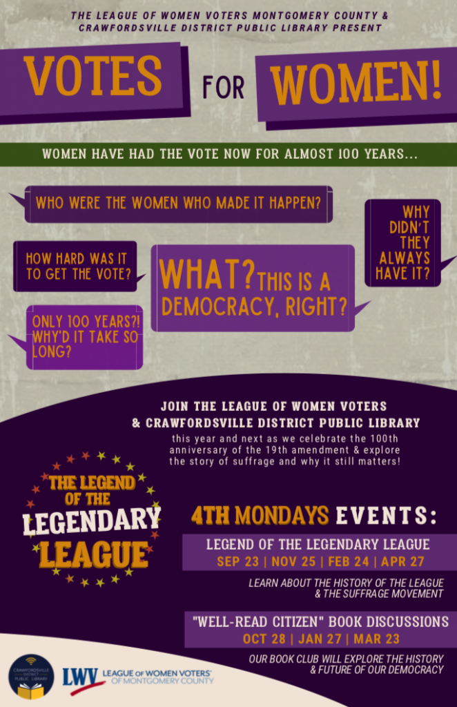 4th Mondays League of Women Voters Indiana Women's Suffrage Centennial